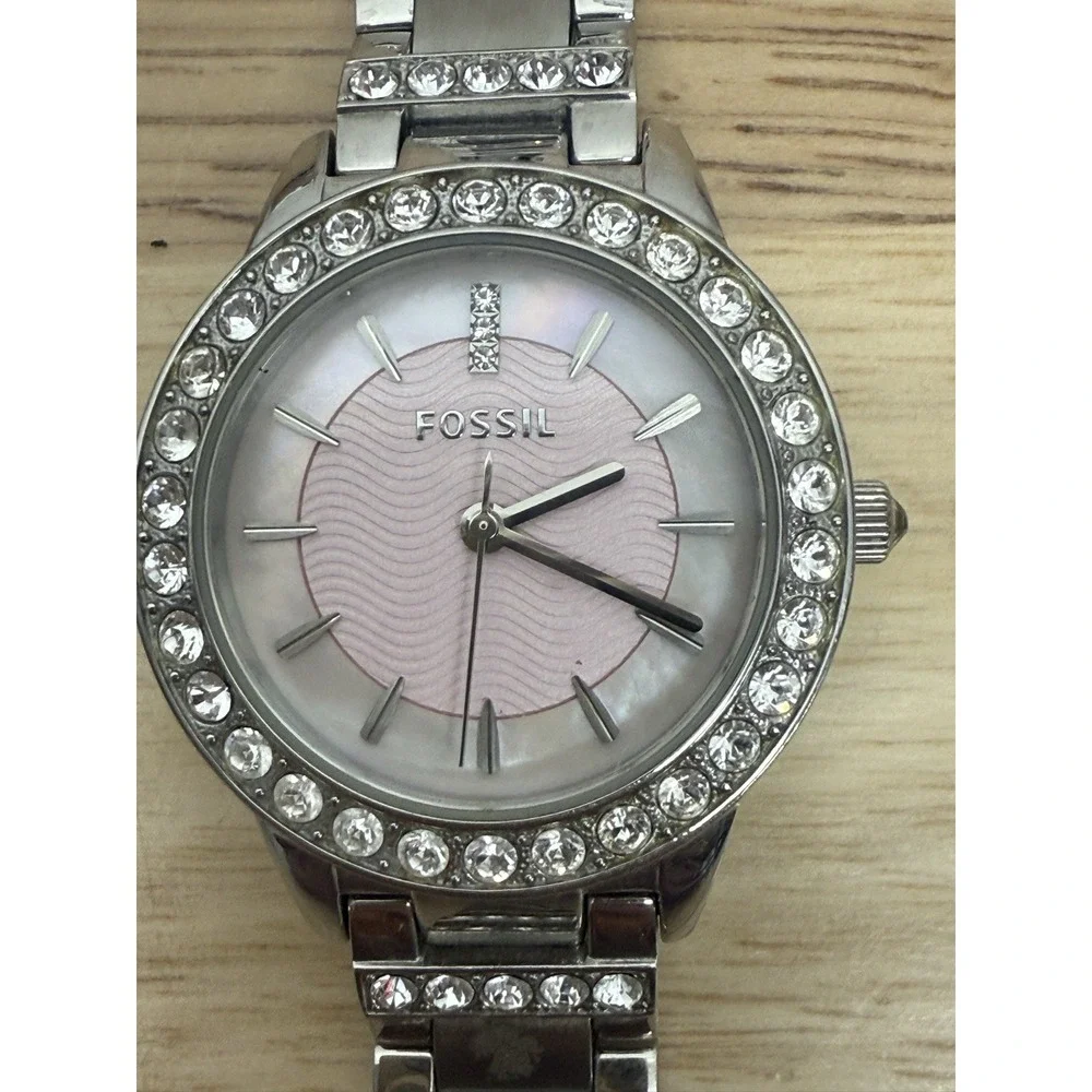 Fossil ES-2189 Women's Watch 34mm Crystal Silver‎ Tone Pink Dial